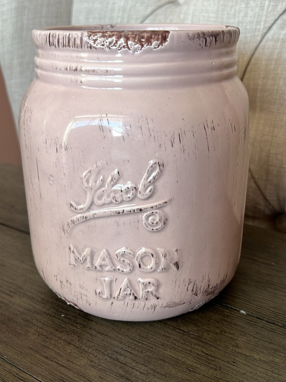 Jars Mason Jar Ceramic Vase/Utensil Holder - Blush Pink